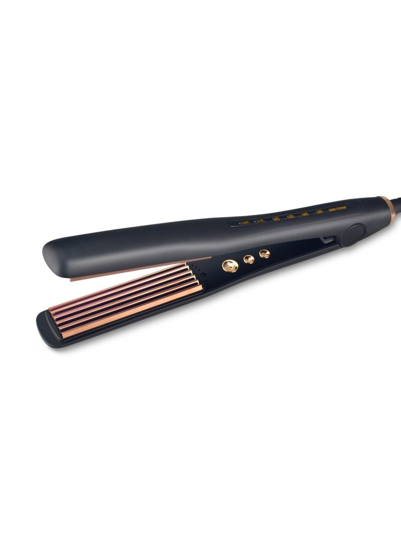 Black Trendsi fast heating hair straightener with European plug, sleek design for smooth, straight hair styling.