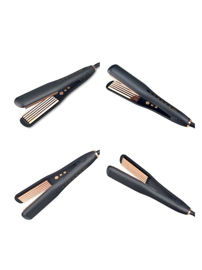 Black Trendsi fast heating hair straightener with European plug, sleek design, and ceramic plates for smooth, straight hair.
