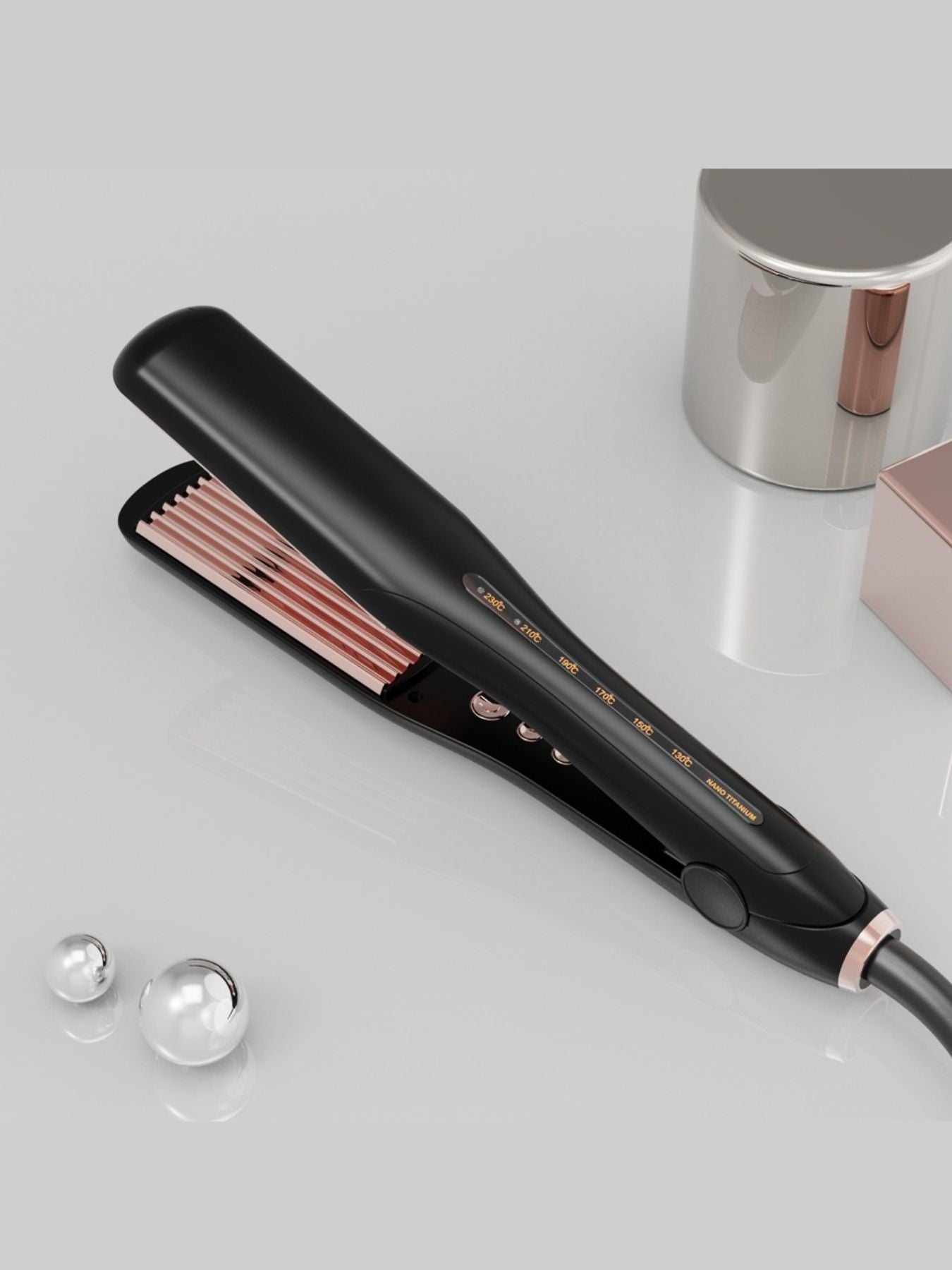 Black Trendsi fast heating hair straightener with European plug for quick styling and smooth, straight hair.
