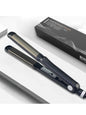 Black Trendsi fast heating hair straightener with European plug, smooth ceramic plates for sleek, straight hair styling.