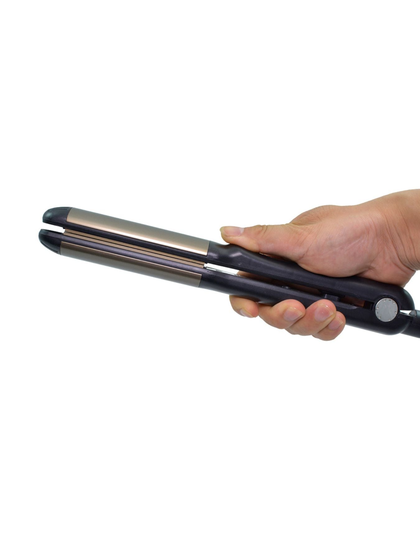 Trendsi black fast heating hair straightener with European plug, sleek design, and ceramic plates for smooth styling.