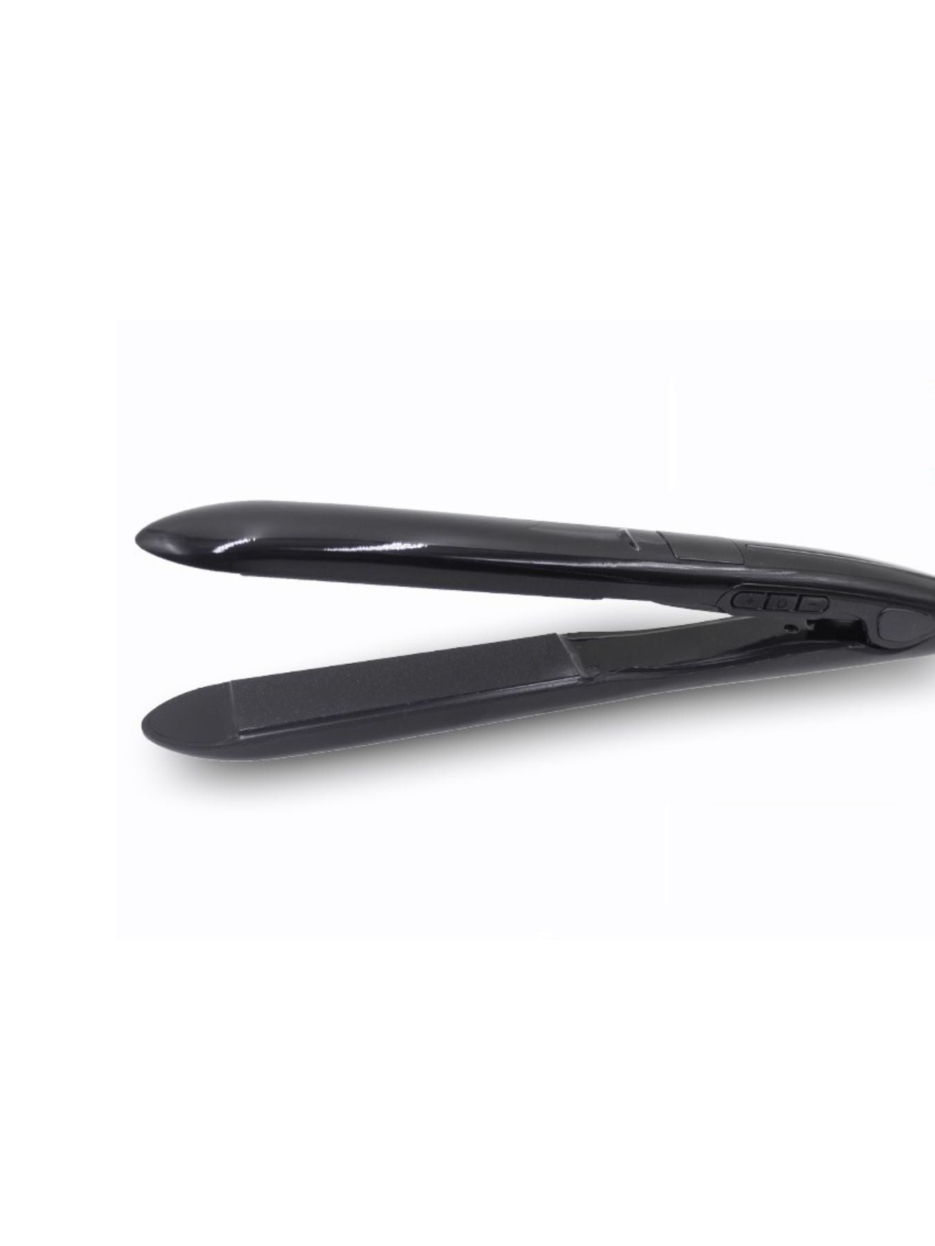 Black Trendsi fast heating hair straightener with European plug, smooth ceramic plates for straightening hair efficiently.