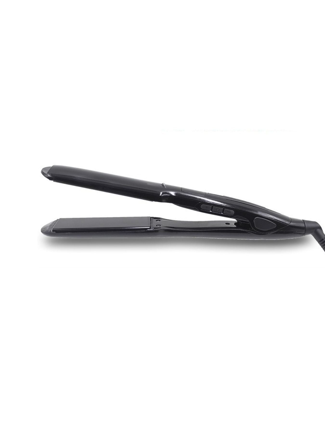 Black Trendsi fast heating hair straightener with European plug, sleek design, suitable for quick styling and smooth hair.