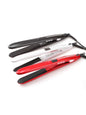 Black Trendsi fast heating hair straightener with European plug, sleek design, and ceramic plates for smooth styling.