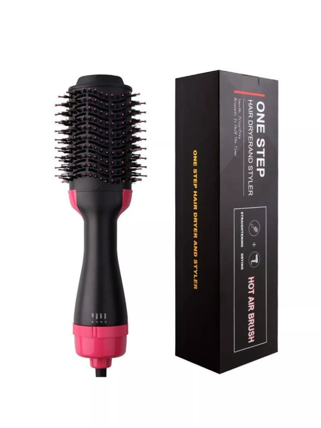 Black Trendsi fast heating hot air brush with European plug, ideal for quick styling and drying hair at home.