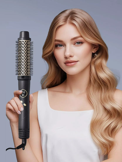Black Trendsi fast heating hot air brush with European plug, ideal for quick styling and smooth, shiny hair.