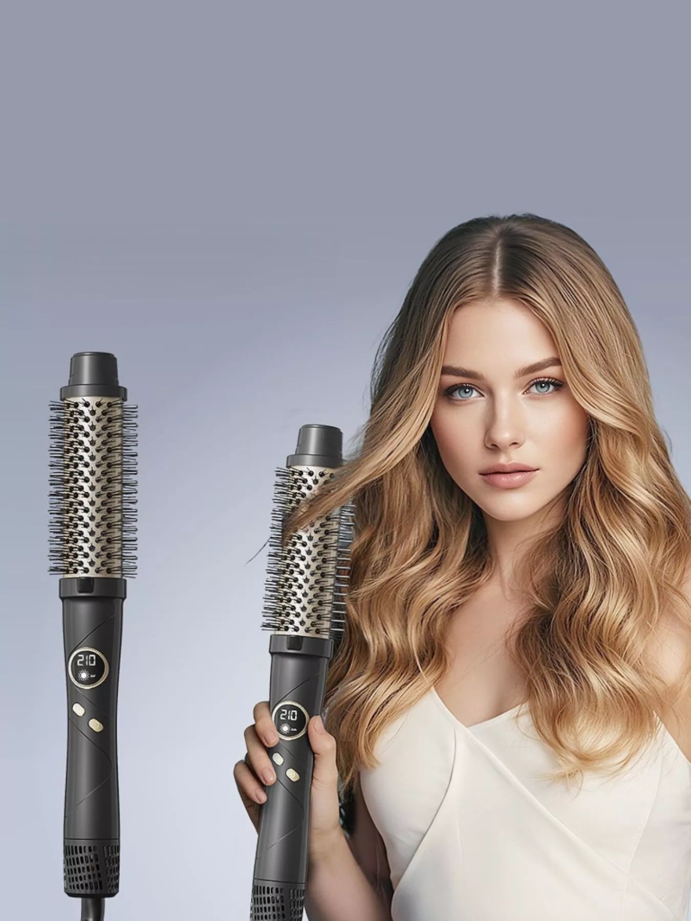 Black Trendsi fast heating hot air brush with European plug, versatile hair styling tool for quick, smooth blowouts.