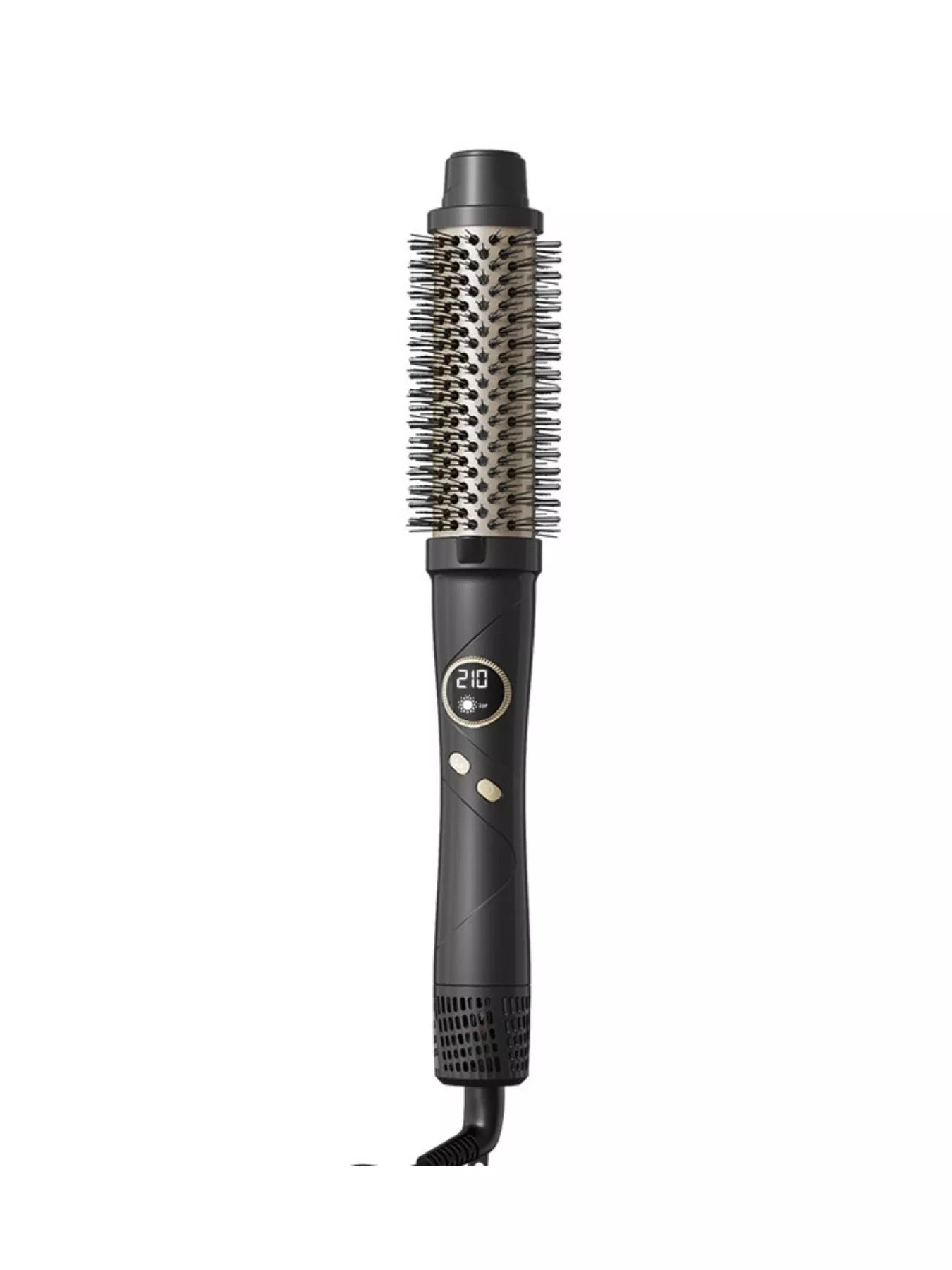 Black Trendsi fast heating hot air brush with European plug, designed for quick styling and smooth hair drying.