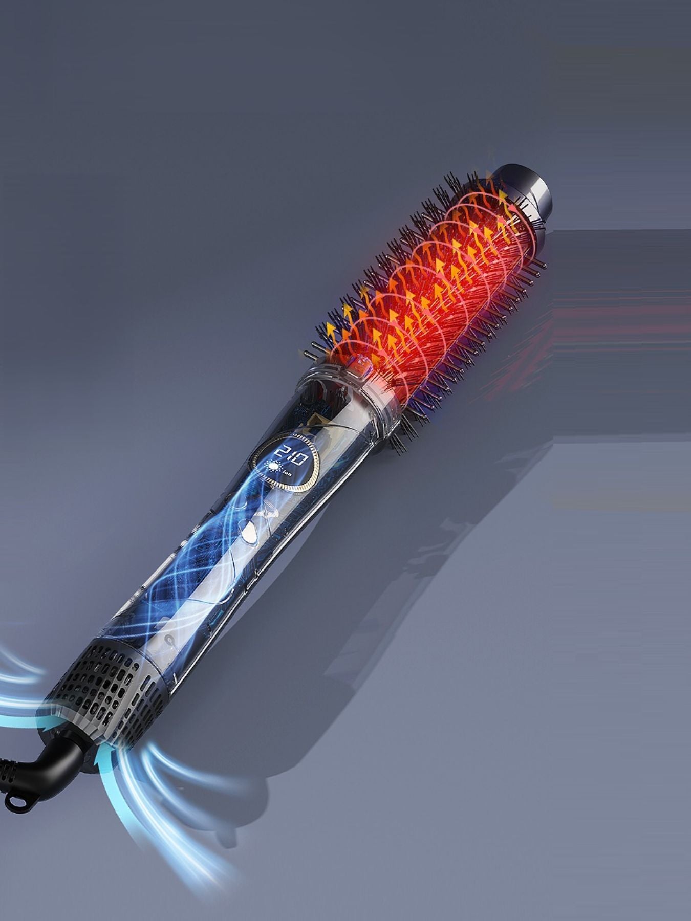 Black Trendsi fast heating hot air brush with European plug, designed for effortless styling and quick drying.