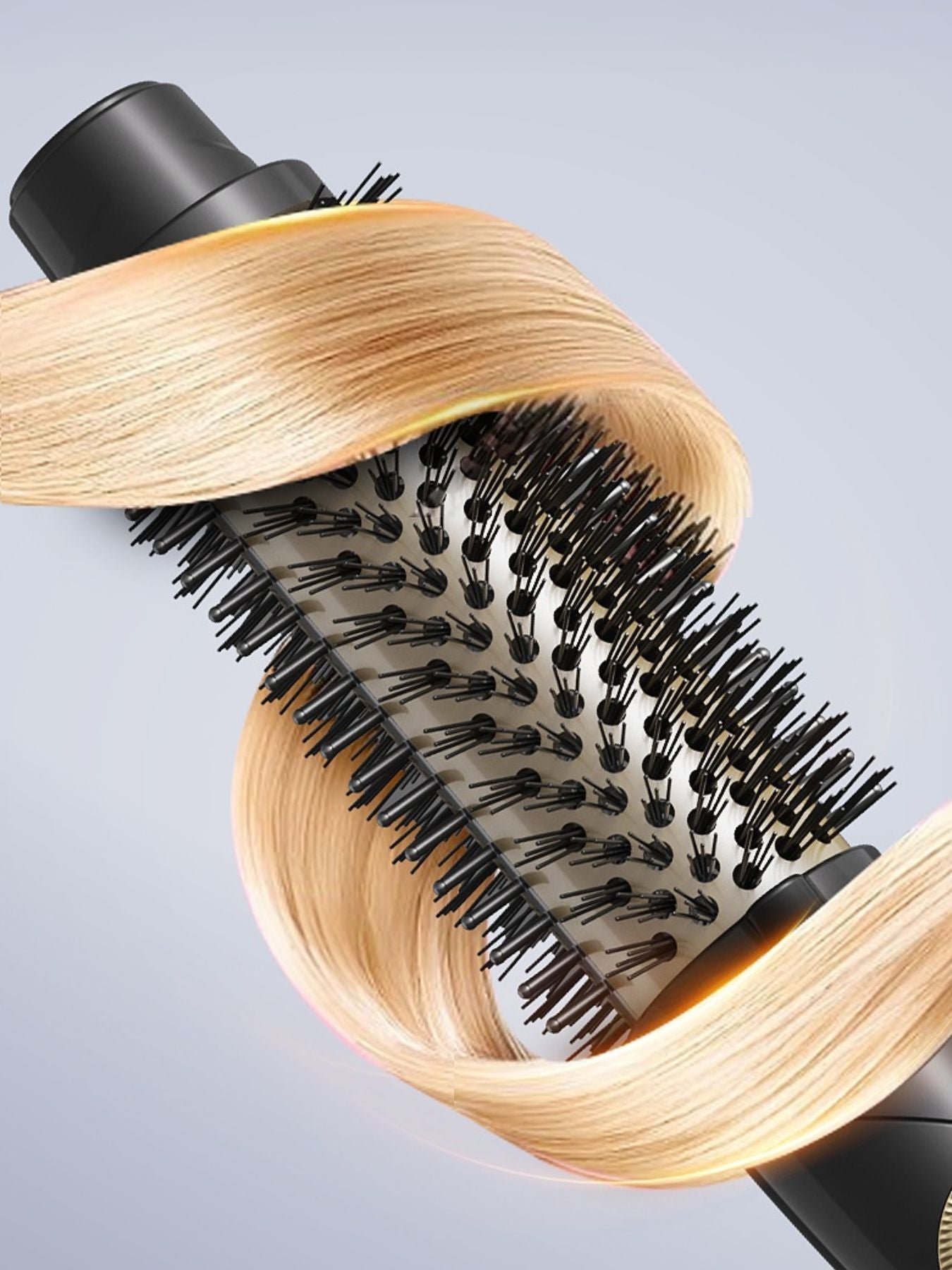 Black Trendsi fast heating hot air brush with European plug for quick styling and smooth hair results.