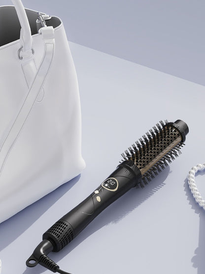 Black Trendsi fast heating hot air brush with European plug for quick, smooth styling and hair drying.