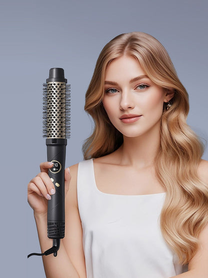 Black Trendsi fast heating hot air brush with European plug, designed for quick styling and smooth, shiny hair.