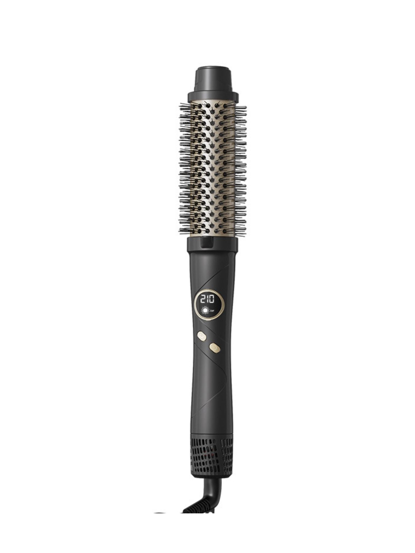 Black Trendsi fast heating hot air brush with European plug for quick styling and smooth, shiny hair.