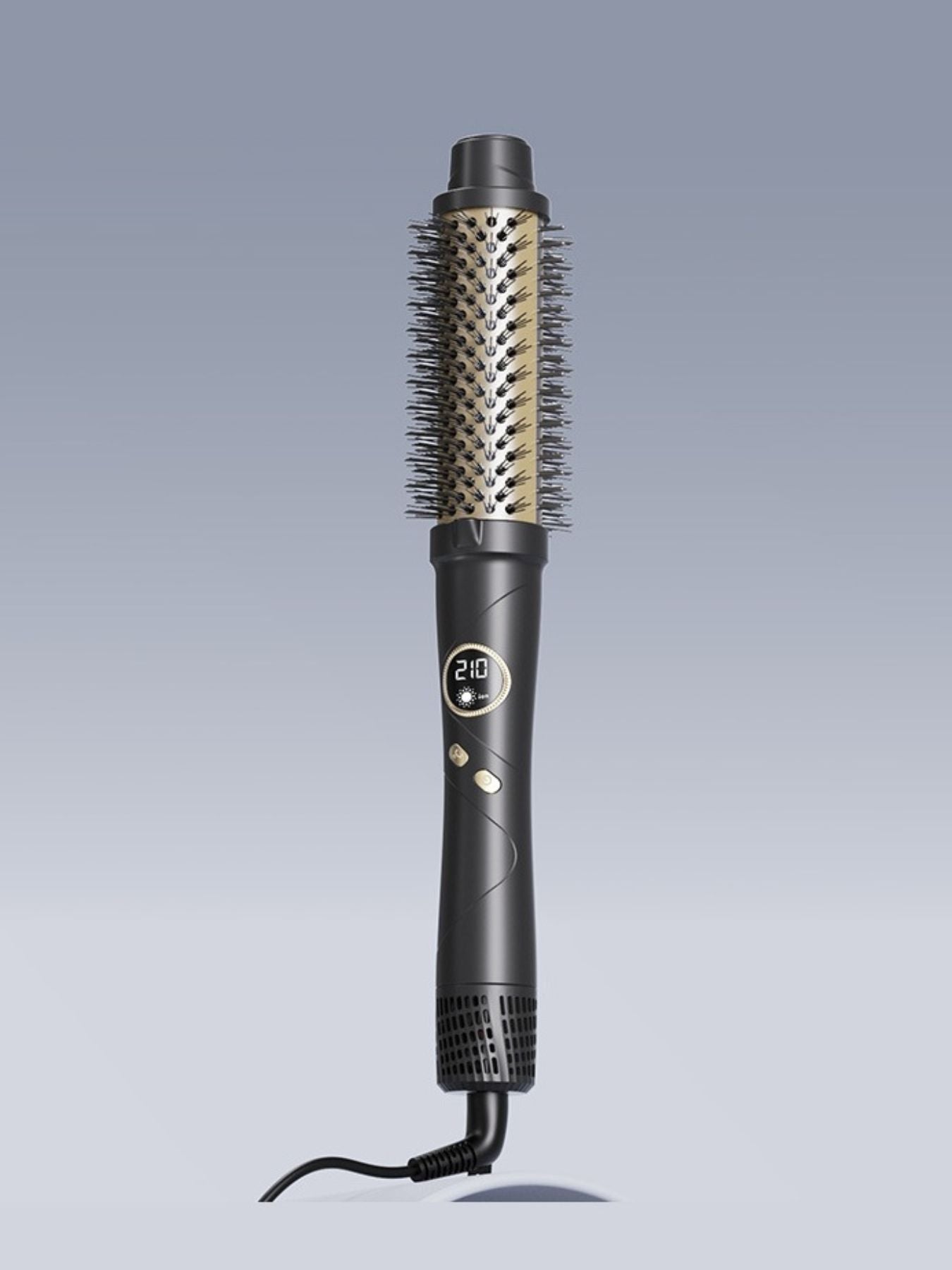 Black Trendsi fast heating hot air brush with European plug, designed for quick styling and smooth, shiny hair.
