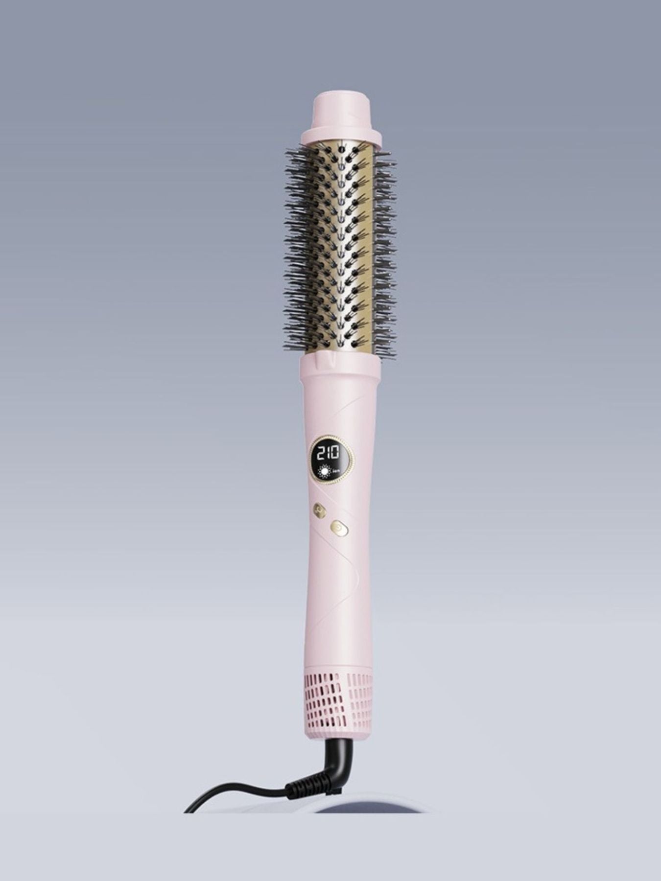 Black Trendsi Fast Heating Hot Air Brush with European plug, showcasing its sleek design and heating features for styling hair.
