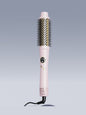 Black Trendsi Fast Heating Hot Air Brush with European plug, showcasing its sleek design and heating features for styling hair.