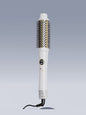 Trendsi black fast heating hot air brush with European plug for quick styling and smooth hair results.