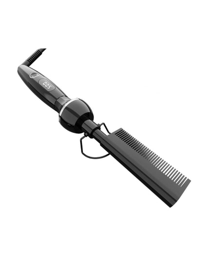 Black Trendsi fast heating straightening comb with European plug, designed for quick and easy hair styling.