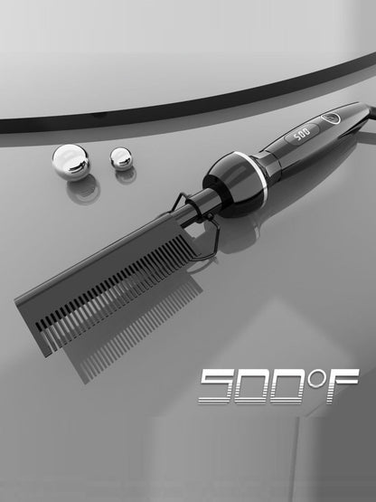 Black Trendsi fast heating straightening comb with European plug for quick hair styling.