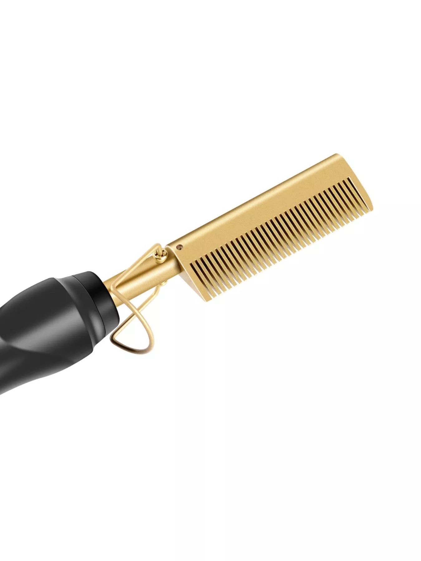 Black heated hair straightening comb from Trendsi with European plug, designed for quick and effective hair styling.