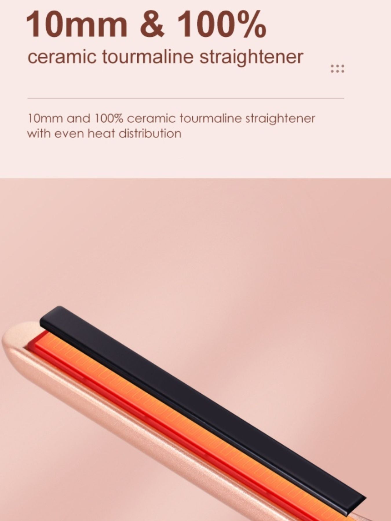 Black LED temperature adjustable straightener with European plug, ideal for versatile hair styling from Trendsi.