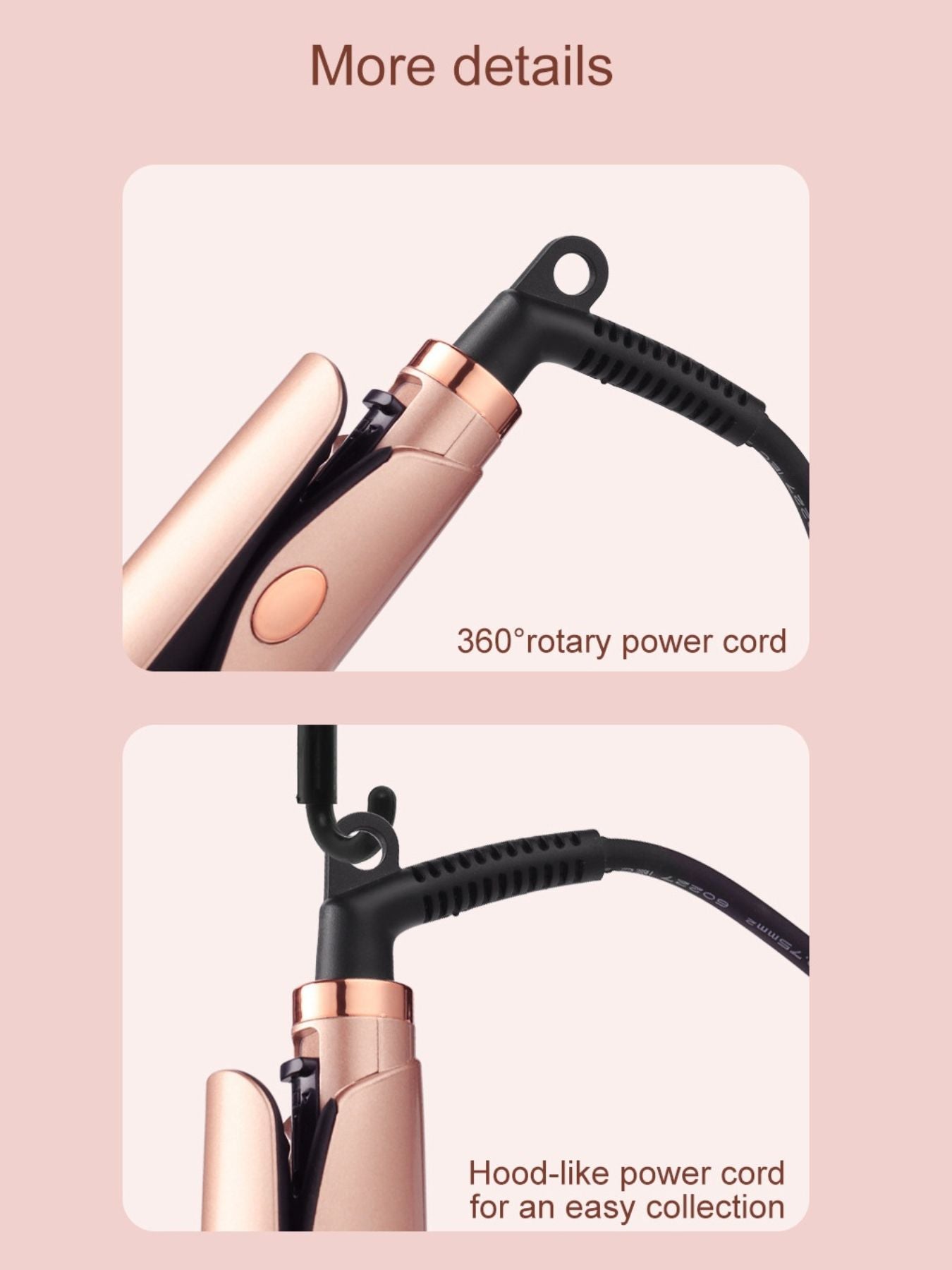 Black LED temperature adjustable straightener with European plug, featuring sleek design and heat control for styling versatility.