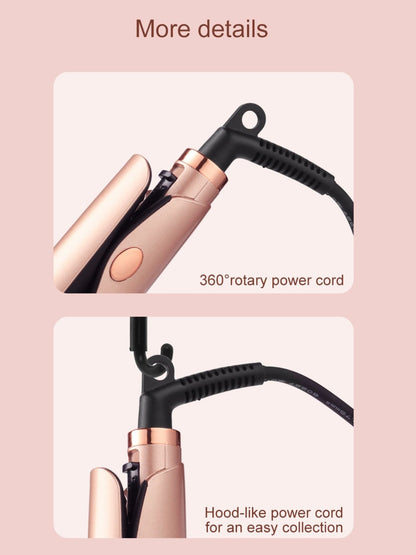 Black LED temperature adjustable straightener with European plug, featuring sleek design and heat control for styling versatility.