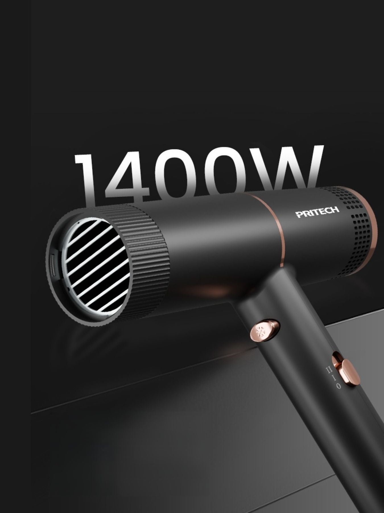 Black Trendsi household hair dryer with low noise design and European plug for efficient, quiet hair drying at home.