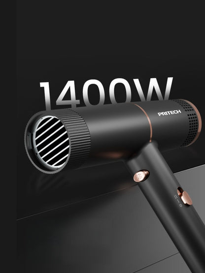 Black Trendsi household hair dryer with low noise design and European plug for efficient, quiet hair drying at home.