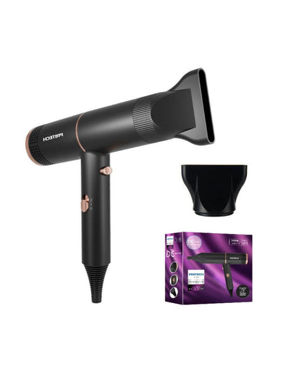 Black Trendsi household hair dryer with low noise design and European plug, compact and lightweight for easy styling.