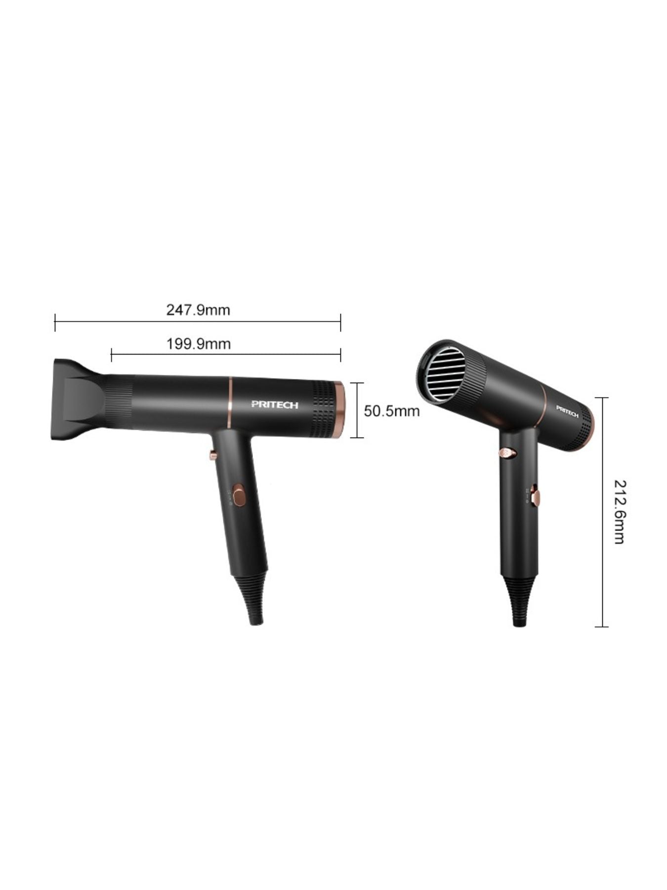 Black Trendsi household hair dryer with low noise design and European plug, suitable for quick and quiet hair drying at home.