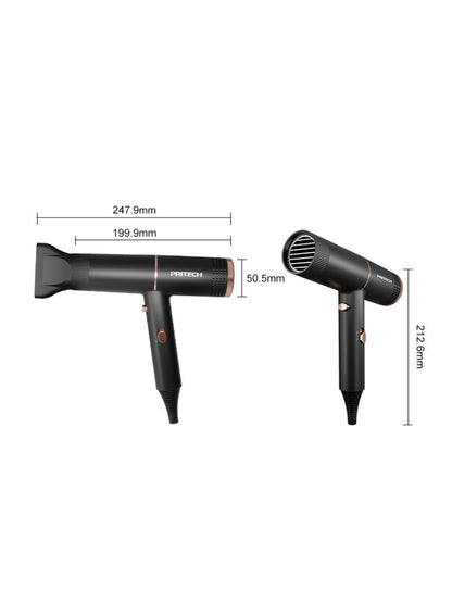 Black Trendsi household hair dryer with low noise design and European plug, suitable for quick and quiet hair drying at home.