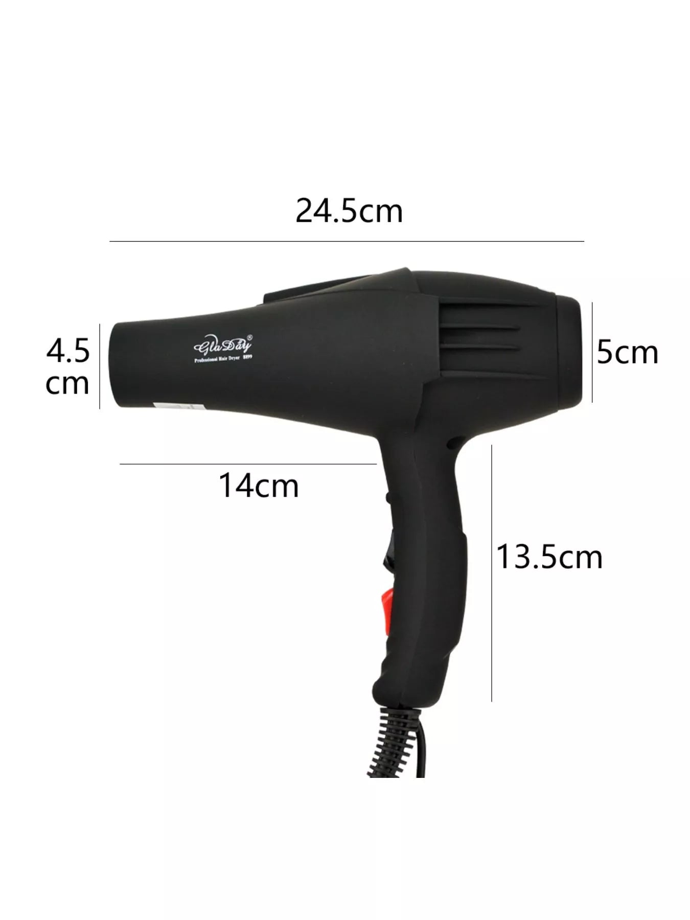Black multi-speed household hair dryer with European plug, lightweight design, and adjustable airflow for versatile styling.