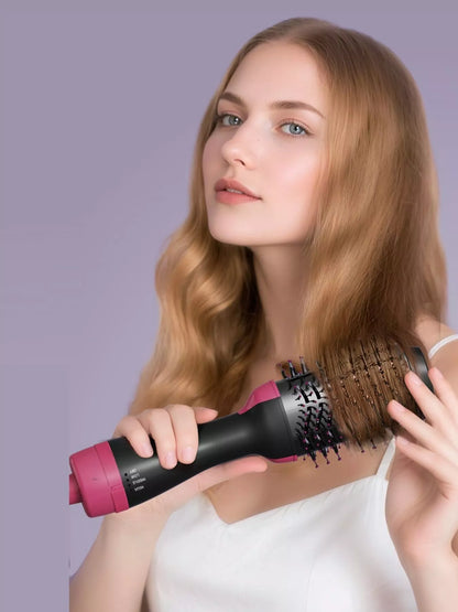 Black Trendsi multifunctional hot air straightening comb with European plug, designed for styling and smoothing hair.