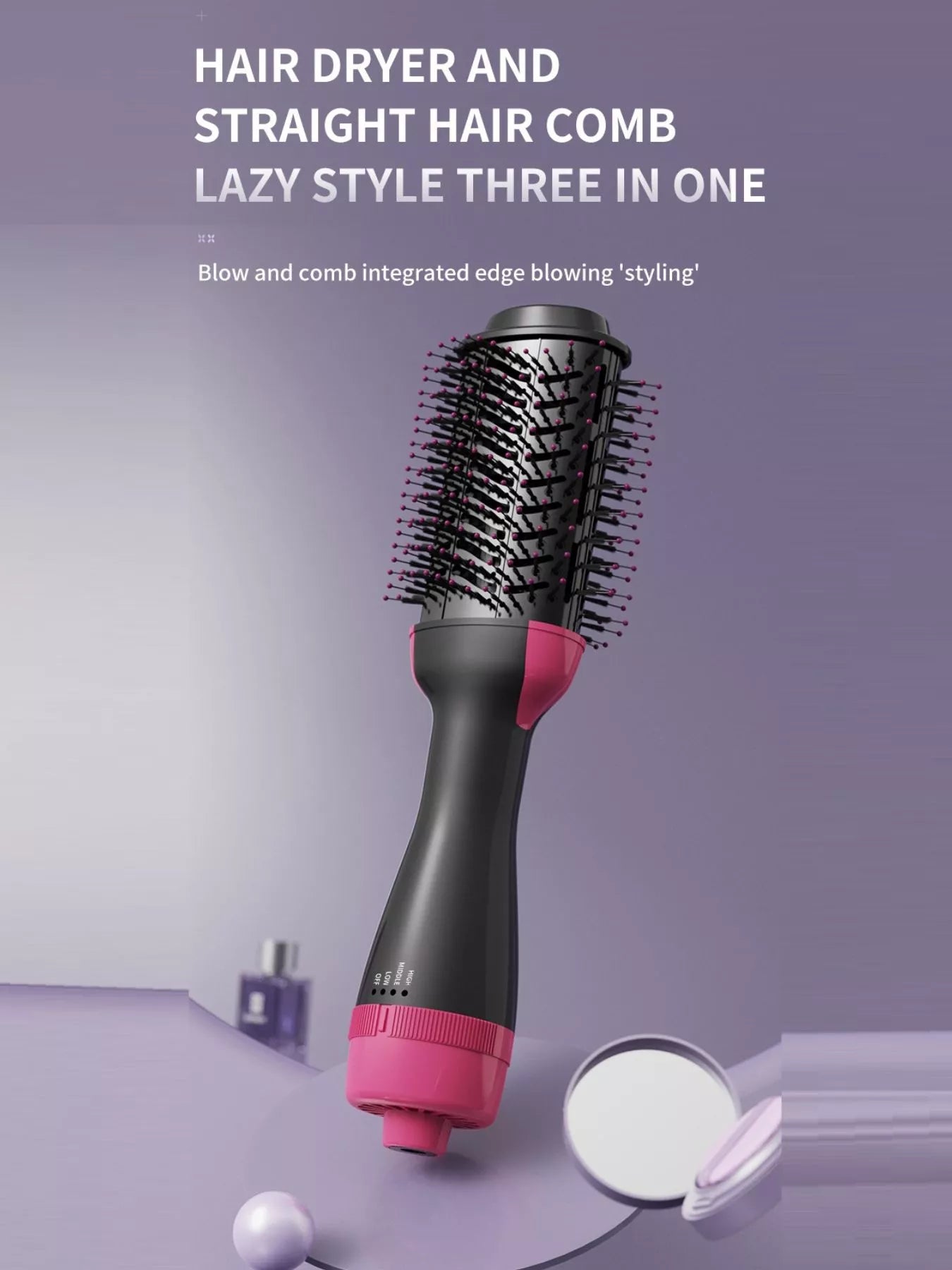 Black Trendsi multifunctional hot air straightening comb with European plug, designed for versatile hair styling and smoothing.