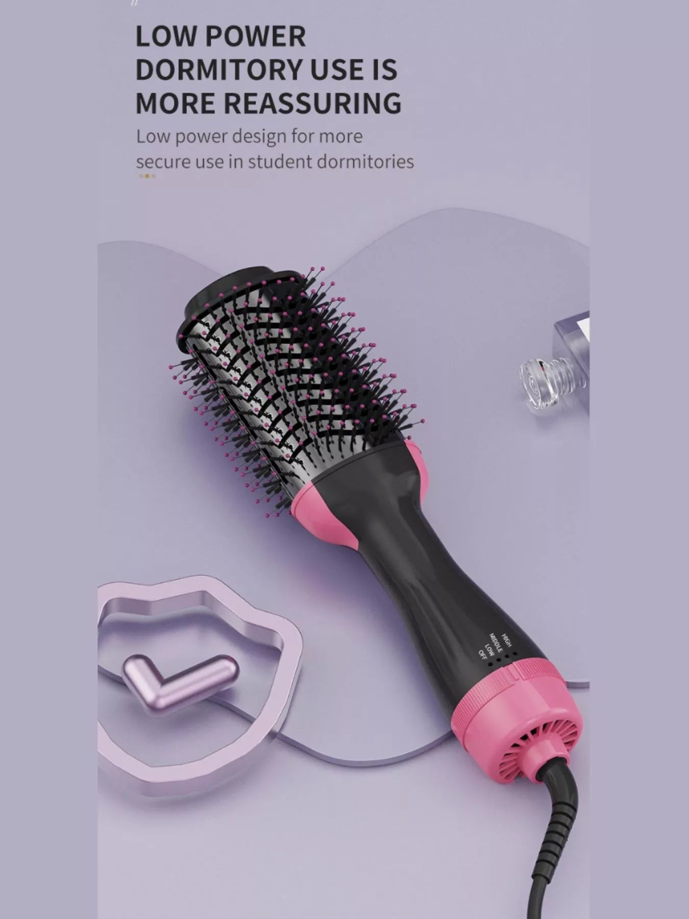 Black Trendsi multifunctional hot air straightening comb with European plug, designed for smoothing and styling hair easily.
