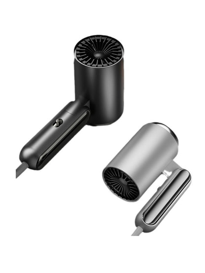 Black portable household hair dryer with negative ion technology and European plug, ideal for quick, gentle drying.