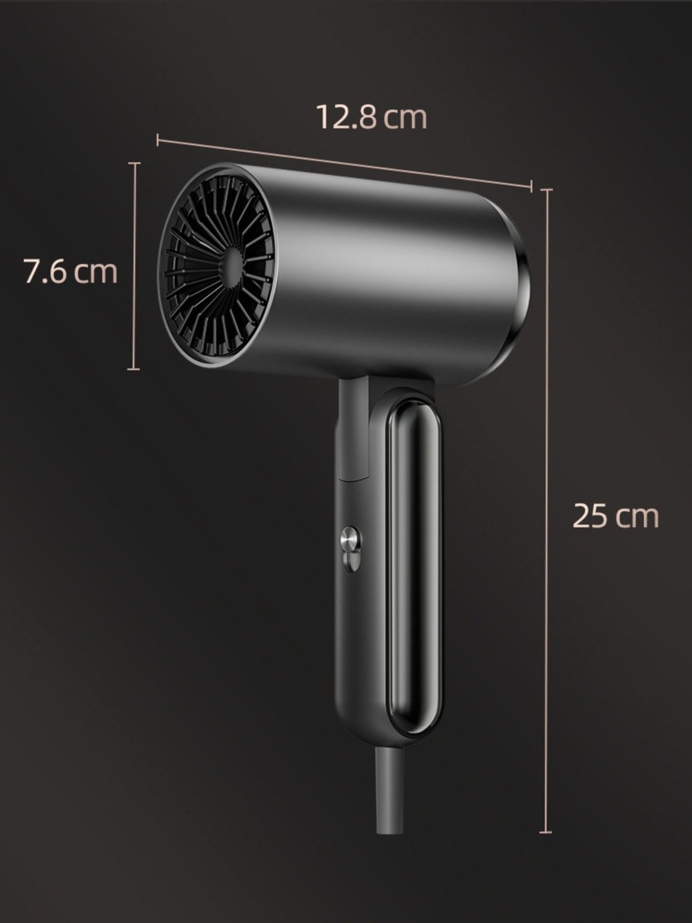 Black portable negative ion household hair dryer with European plug, compact design, ideal for quick styling at home.