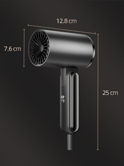 Black portable negative ion household hair dryer with European plug, compact design, ideal for quick styling at home.