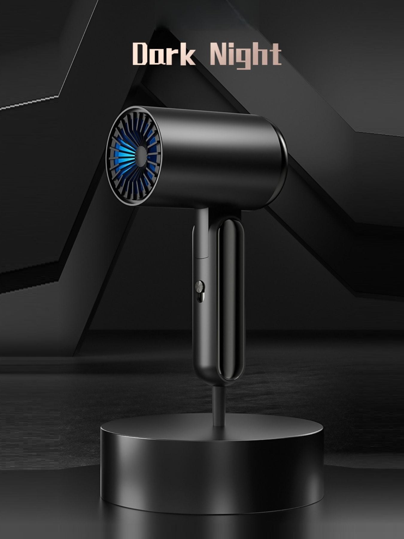 Black portable negative ion hair dryer with European plug, compact design, perfect for household use by Trendsi.