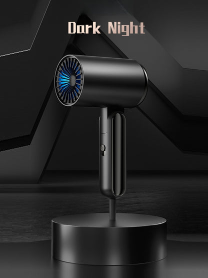 Black portable negative ion hair dryer with European plug, compact design, perfect for household use by Trendsi.