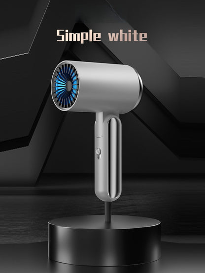 Black portable household hair dryer with negative ion technology, European plug, compact design, by Trendsi.