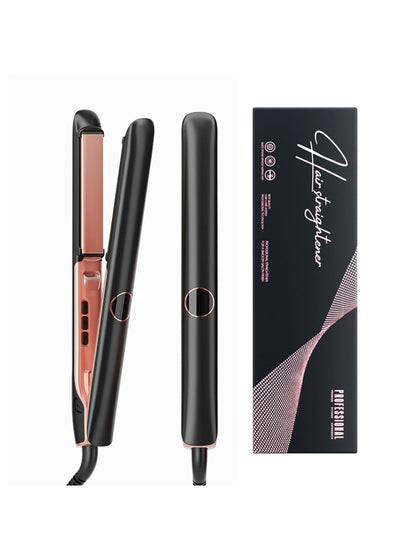 Black professional hair straightener by Trendsi with European plug, ceramic plates for sleek, straight hair styling.