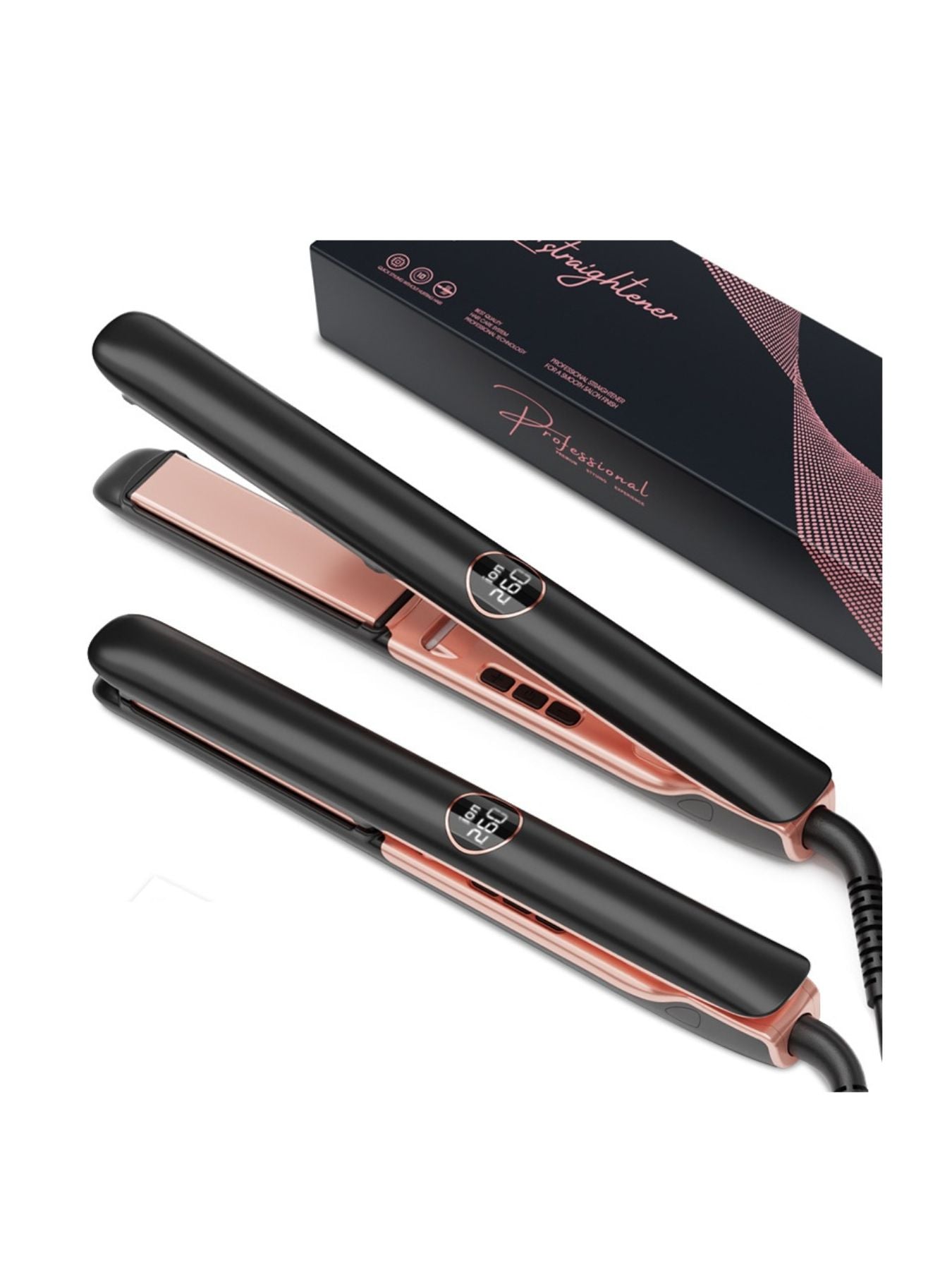 Trendsi professional hair straightener with black finish and European plug, designed for sleek, straight hair styling.