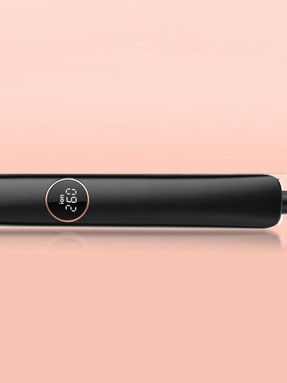 Black Trendsi professional hair straightener with European plug, featuring sleek design and ceramic plates for smooth styling.