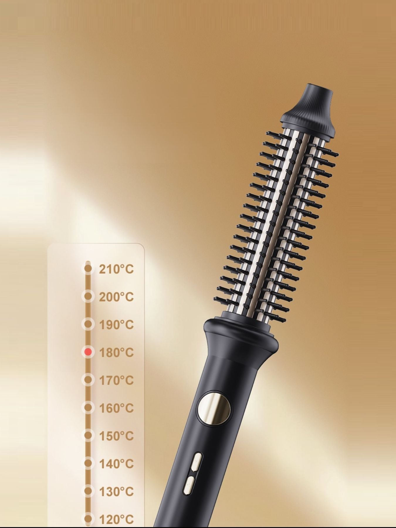 Black rotating heated straightening comb by Trendsi with European plug, designed for easy styling and hair straightening.