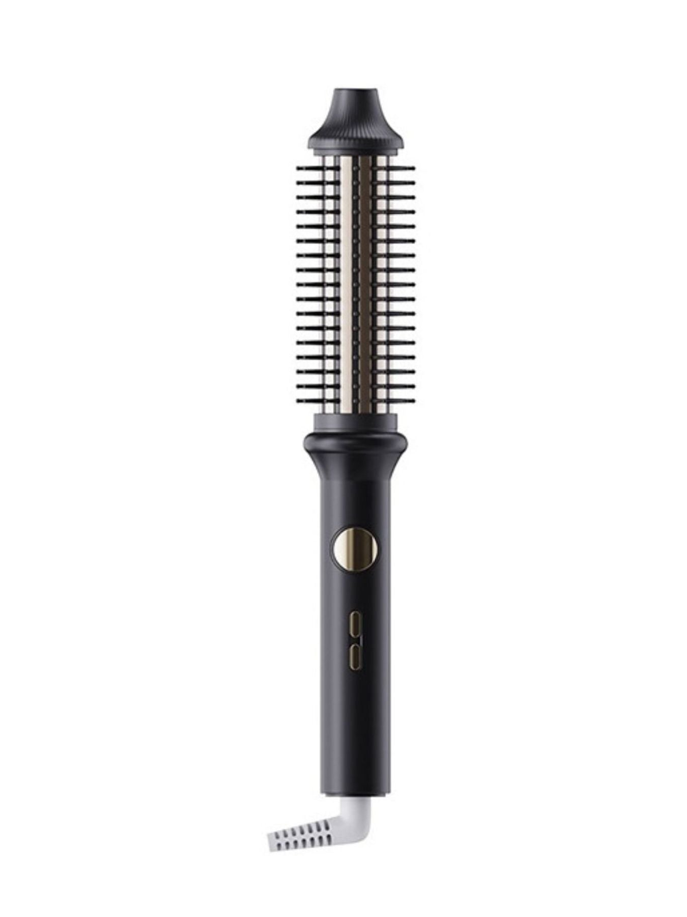Black rotating heated straightening comb by Trendsi with European plug, designed for smooth, straight hair styling.