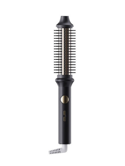 Black rotating heated straightening comb by Trendsi with European plug, designed for smooth, straight hair styling.