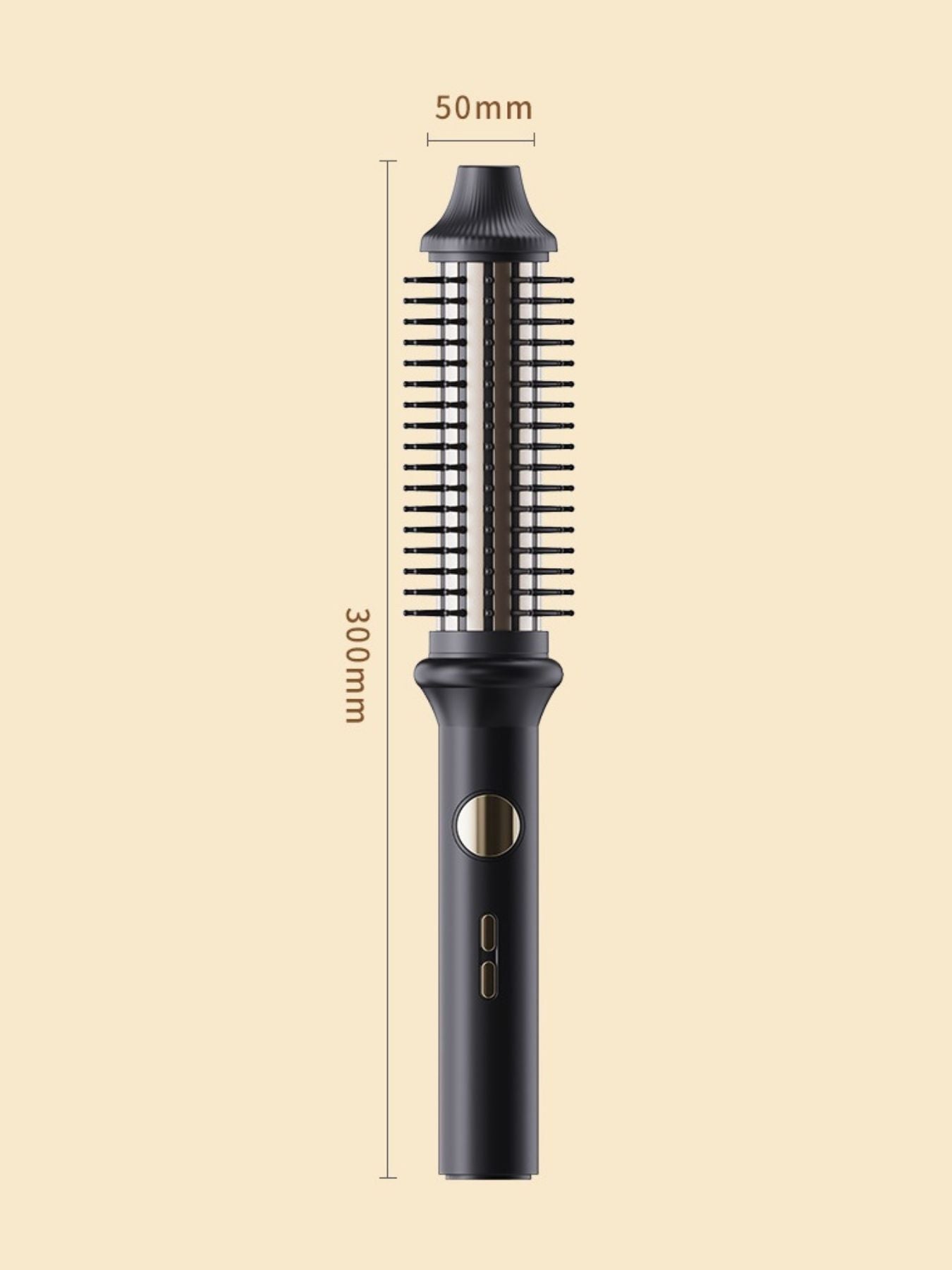 Black rotating heated straightening comb by Trendsi with European plug, designed for easy hair styling and smoothing.