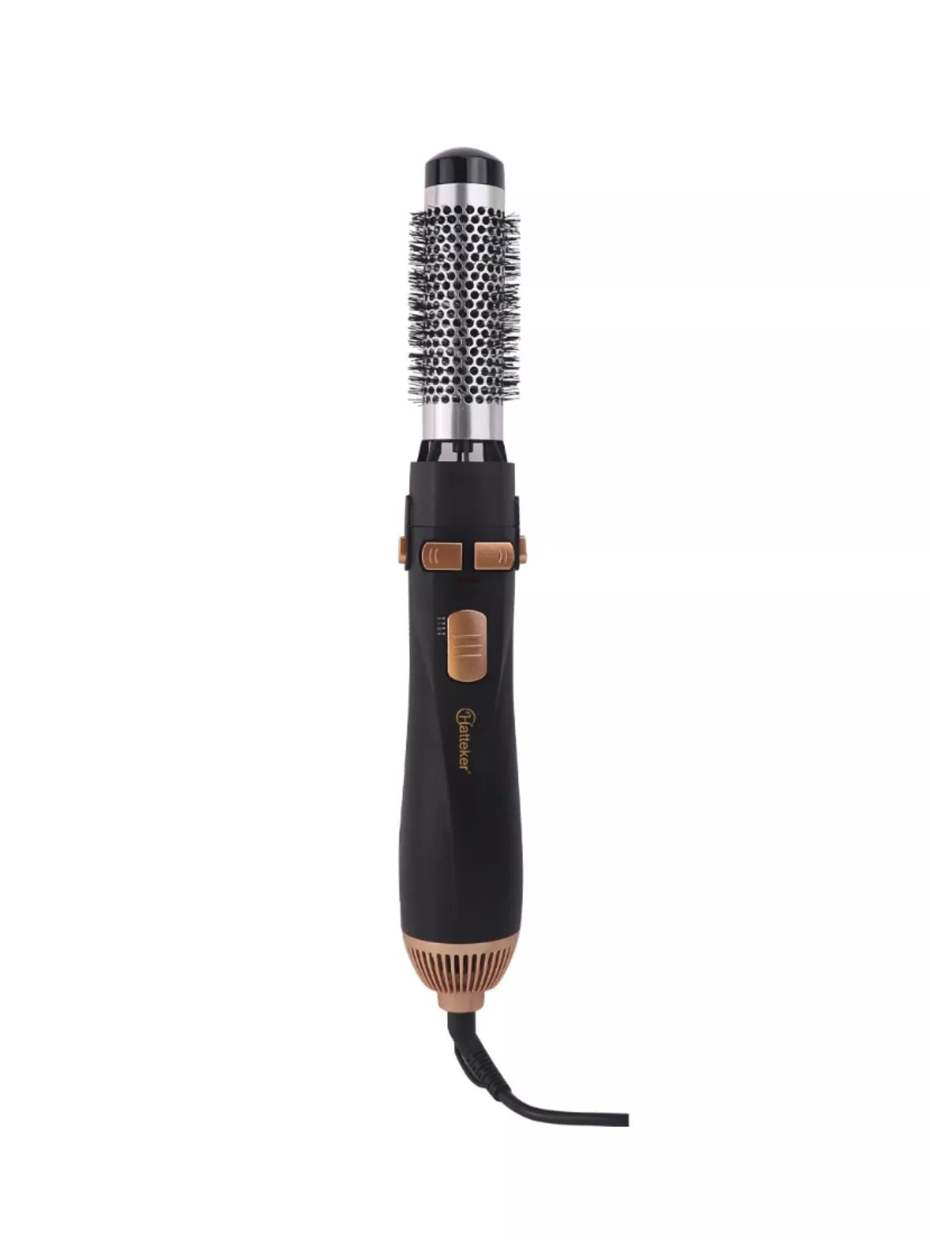 Black and gold Trendsi 4-in-1 household hair dryer kit with European plug, includes multiple attachments for versatile styling.